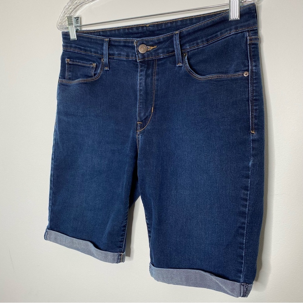 Levi's Mid Length Dark Wash Denim Shorts